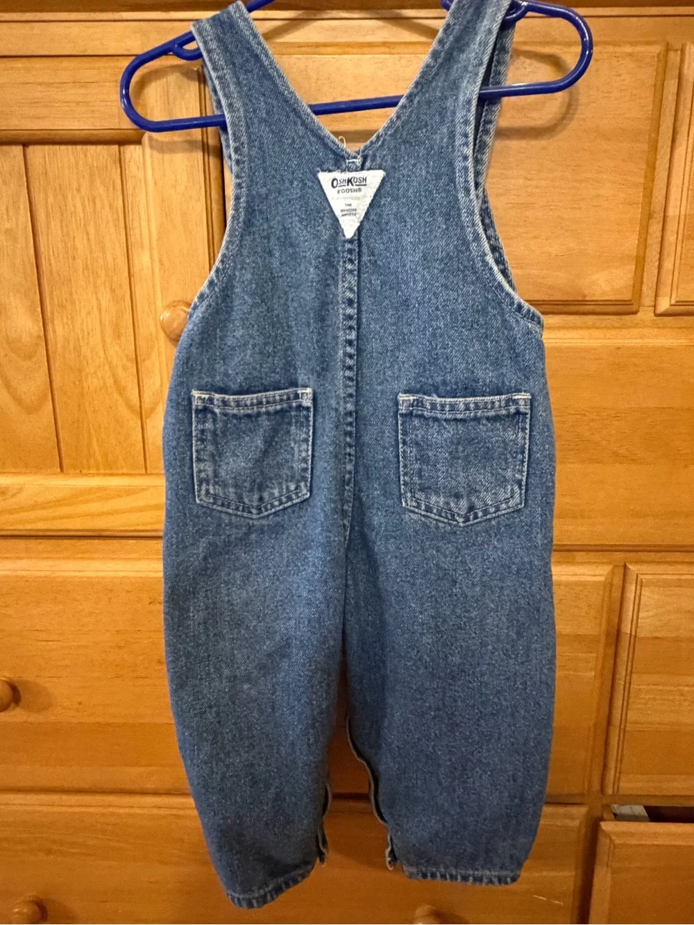 Vintage OshKosh B'Gosh Girls' Denim Overalls w/Pink Details Size 18 Months